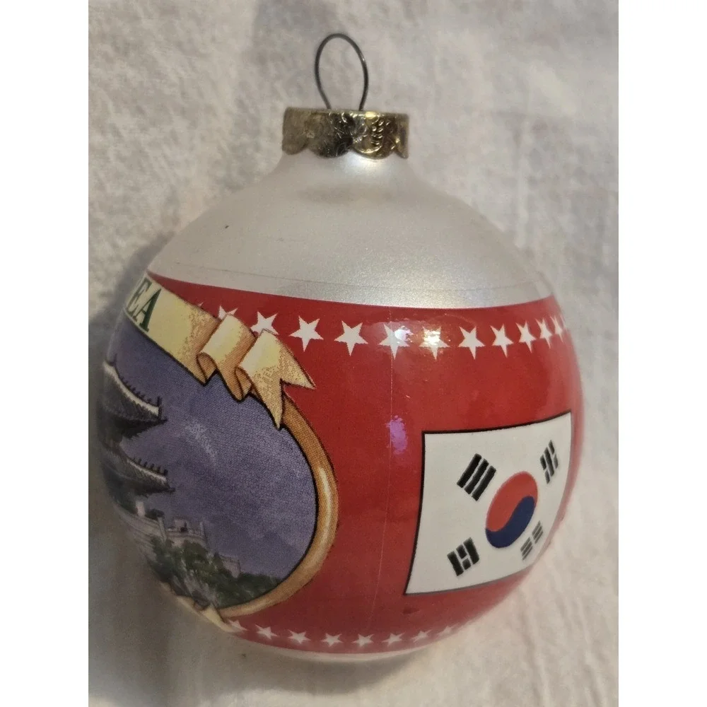 Vintage 1998 Korea‎ Namdaemun Christmas Ornament AGC USA South Korea Flag